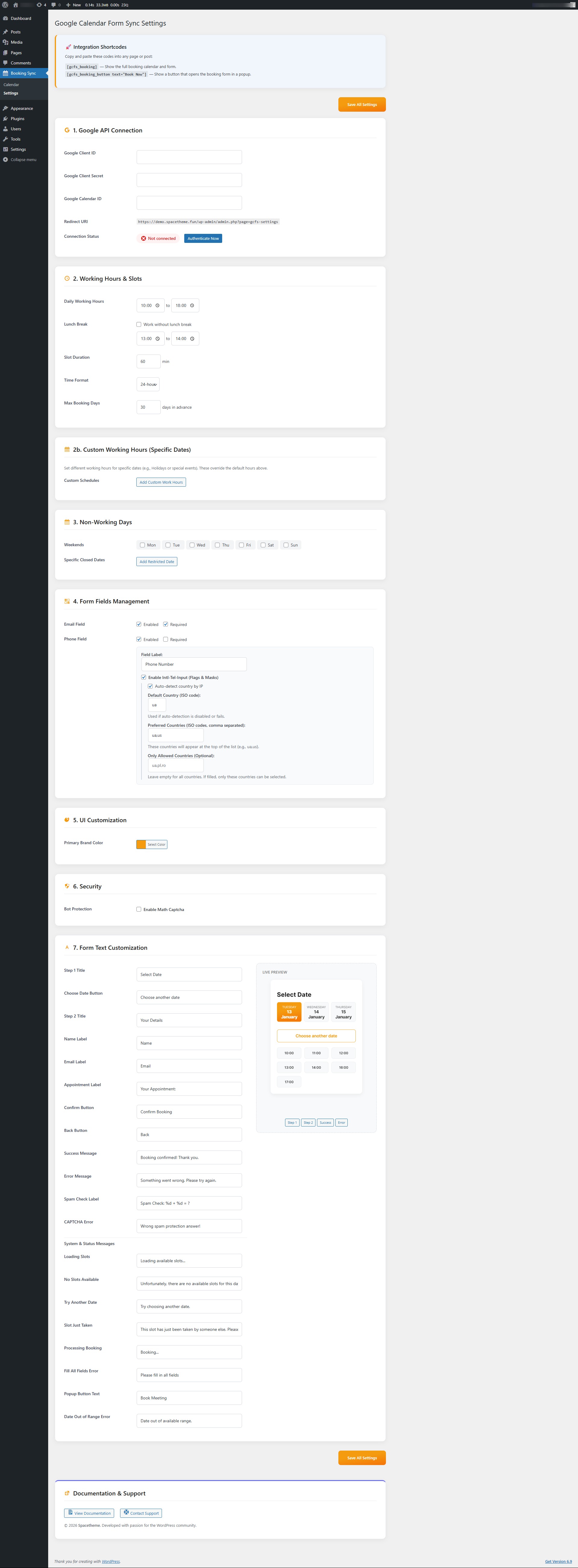 Admin Settings